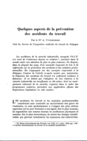 Quelques aspects de la prévention des accidents du travail