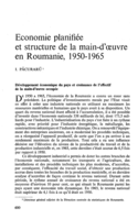Economie planifiée et structure de la main-d'oeuvre en Roumanie, 1950-1966