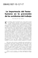 La importancia del factor humano en Ia prevención de los accidentes del trabajo