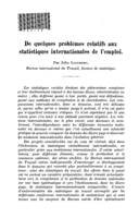 De quelques problèmes relatifs aux statistiques internationales de l'emploi