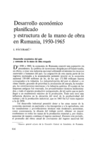Desarrollo económico planificado y estructura de la mano de obra en Rumania, 1950-1965