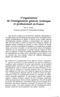 L'organisation de l'enseignement général, technique et professionnel en France