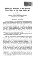 Industrial relations in the French state mines of the Saar Basin: II