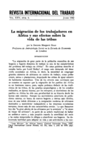 La migración de los trabajadores en Africa y sus efectos sobre lavida de las tribus
