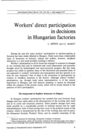 Workers' direct participation in decisions in Hungarian factories