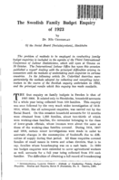 The Swedish family budget enquiry of 1923