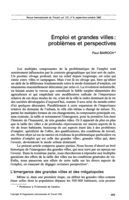 Emploi et grandes villes: problèmes et perspectives