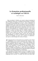La formation professionnelle et technique en U.R.S.S.