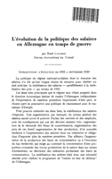L'évolution de la politique des salaires en Allemagne en temps de guerre