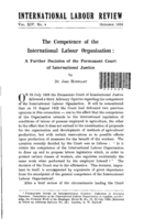 The competence of the International Labour Organisation: : a further decision of the Permanent Court of International Justice