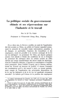 La politique sociale du gouvernement chinois et ses répercussions sur l'industrie et le travail