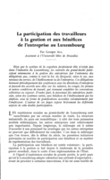 La participation des travailleurs à la gestion et aux bénéfices de l'entreprise au Luxembourg