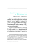 Effets de l'immigration sur le marché du travail: le cas de l'Italie