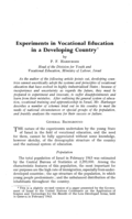 Experiments in vocational education in a developing country