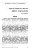 La satisfaction au travail: aperçu international