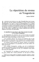 La répartition du revenu en Yougoslavie