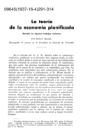 La teoría de la economía planificada: estudio de algunos trabajos recientes