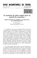 Le maintien du plein emploi après la période de transition: étude comparée du problème aux Etats-Unis et au Royaume-Uni
