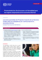 Lecciones aprendidas del Programa Conjunto de las Naciones Unidas sobre las trabajadoras por cuenta propia de la economía informal: estado plurinacional de Bolivia