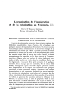 L'organisation de l'immigration et de la colonisation au Venezuela: II