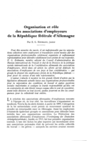 Organisation et rôle des associations d'employeurs de la République fédérale d'Allemagne