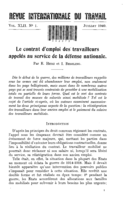Le contrat d'emploi des travailleurs appelés au service de Ia défense nationale