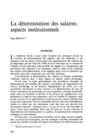 La détermination des salaires: aspects institutionnels