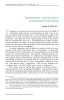 Employment, social justice and societal well-being
