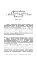 L'industrialisation et la formation technique en République soviétique socialiste de Kazakhie