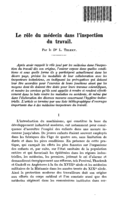 Le rôle du médecin dans l'inspection du travail