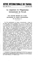 La compétence de l'Organisation internationale du Travail: une nouvelle décision de la Cour permanente de Justice internationale