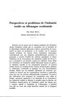 Perspectives et problèmes de l'industrie textile en Allemagne occidentale