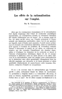 Les effets de la rationalisation sur l'emploi