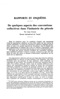De quelques aspects des conventions collectives dans l'industrie du pétrole