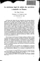 Le minimum légal de salaire des ouvrières à domicile en France
