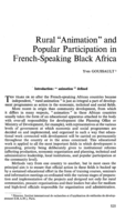 Rural "Animation" and popular participation in french- speaking black Africa