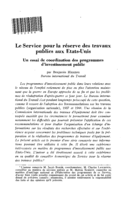 Le service pour la réserve des travaux publics aux Etats-Unis: un essai de coordination des programmes d'investissement public