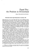 Equal pay: the position in Switzerland