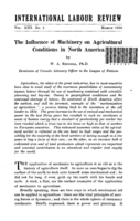 The influence of machinery on agricultural conditions in North America