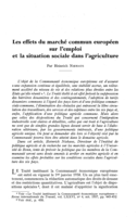 Les effets du marché commun européen sur l'emploi et la situation sociale dans l'agriculture