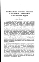 The social and economic structure of the Indian communities of the Andean region
