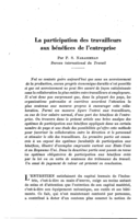 La participation des travailleurs aux bénéfices de l'entreprise