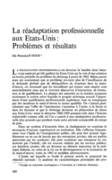 La réadaptation professionnelle aux Etats-Unis: problèmes et résultats