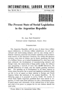 The present state of social legislation in the Argentine Republic