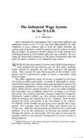 The industrial wage system in the U.S.S.R