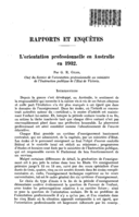 L'orientation professionnelle en Australie en 1932