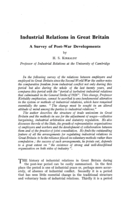 Industrial relations in Great Britain: a survey of post-war developments