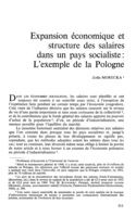 Expansion économique et structure des salaires dans un pays socialiste: l'exemple de la Pologne