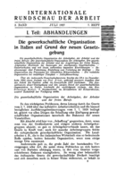 Trade organisation in Italy under the act and regulations on collective relations in connection with employment