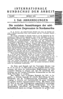 The social effects of the economic depression in North America